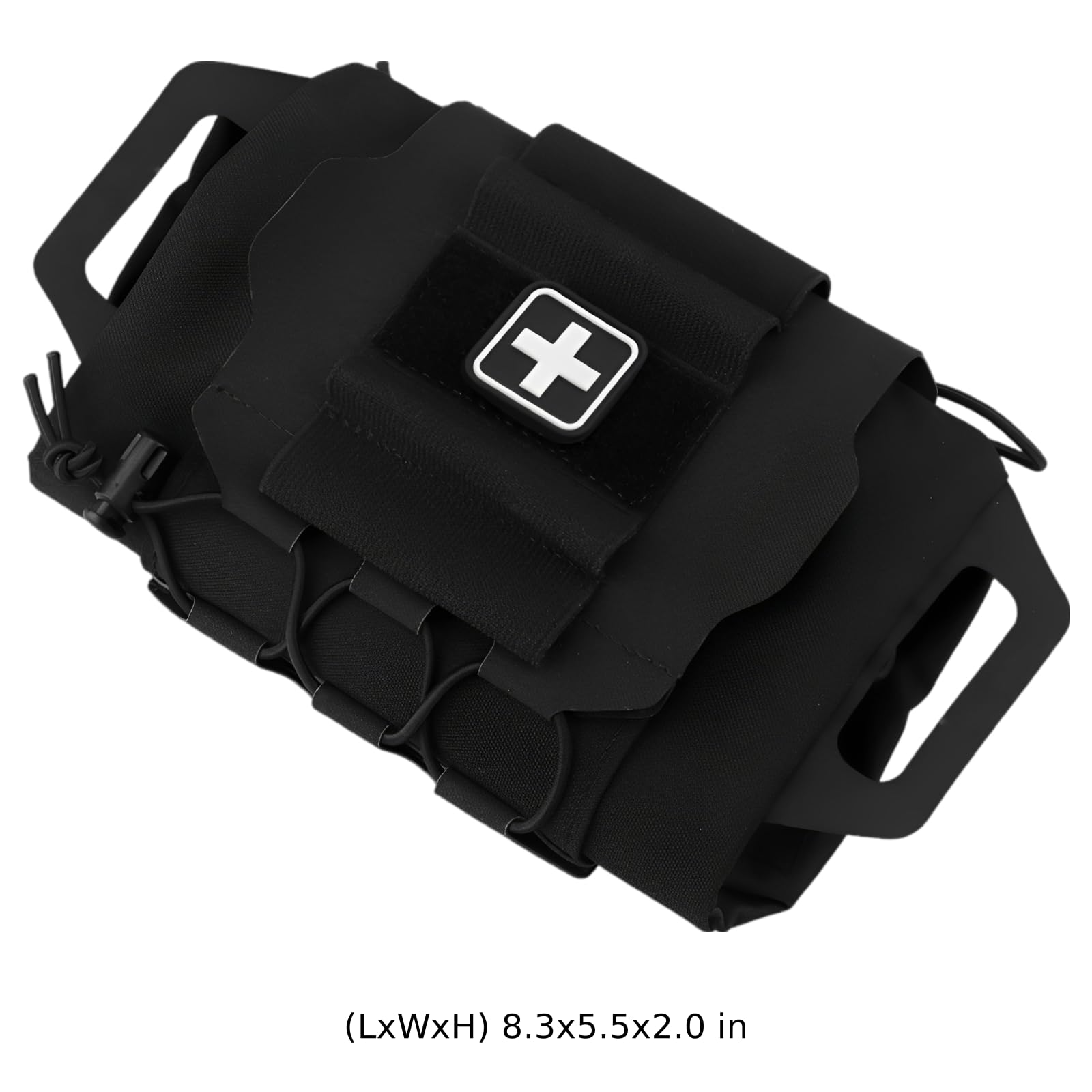 Kit di primo soccorso IFAK, portarotolo armato in nylon nero, sistema di distribuzione rapida con una sola mano, custodia estraibile rimovibile con pannello in , cordino elastico per un'organizzazione