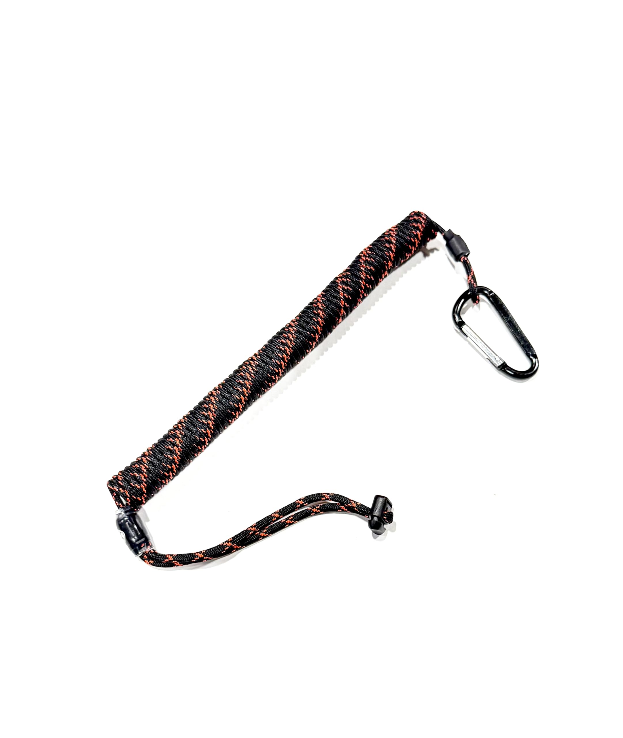 Ketch Board Tether - Coiled Fishing/Boating/Kayaking/Hiking Tether with Carabiner - Black/Orange