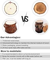 Vista 6 de wohohoho 32 piezas de 3.2-3.6 pulgadas de rebanadas de madera natural, kit de madera para manualidades sin terminar, preperforado con agujero