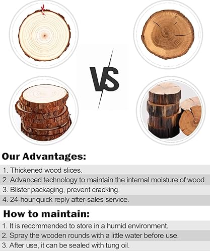 Miniatura 6 de wohohoho 10 piezas de rebanadas grandes de madera natural de 9 a 10 pulgadas para centros de mesa, círculos de madera sin terminar con corteza para