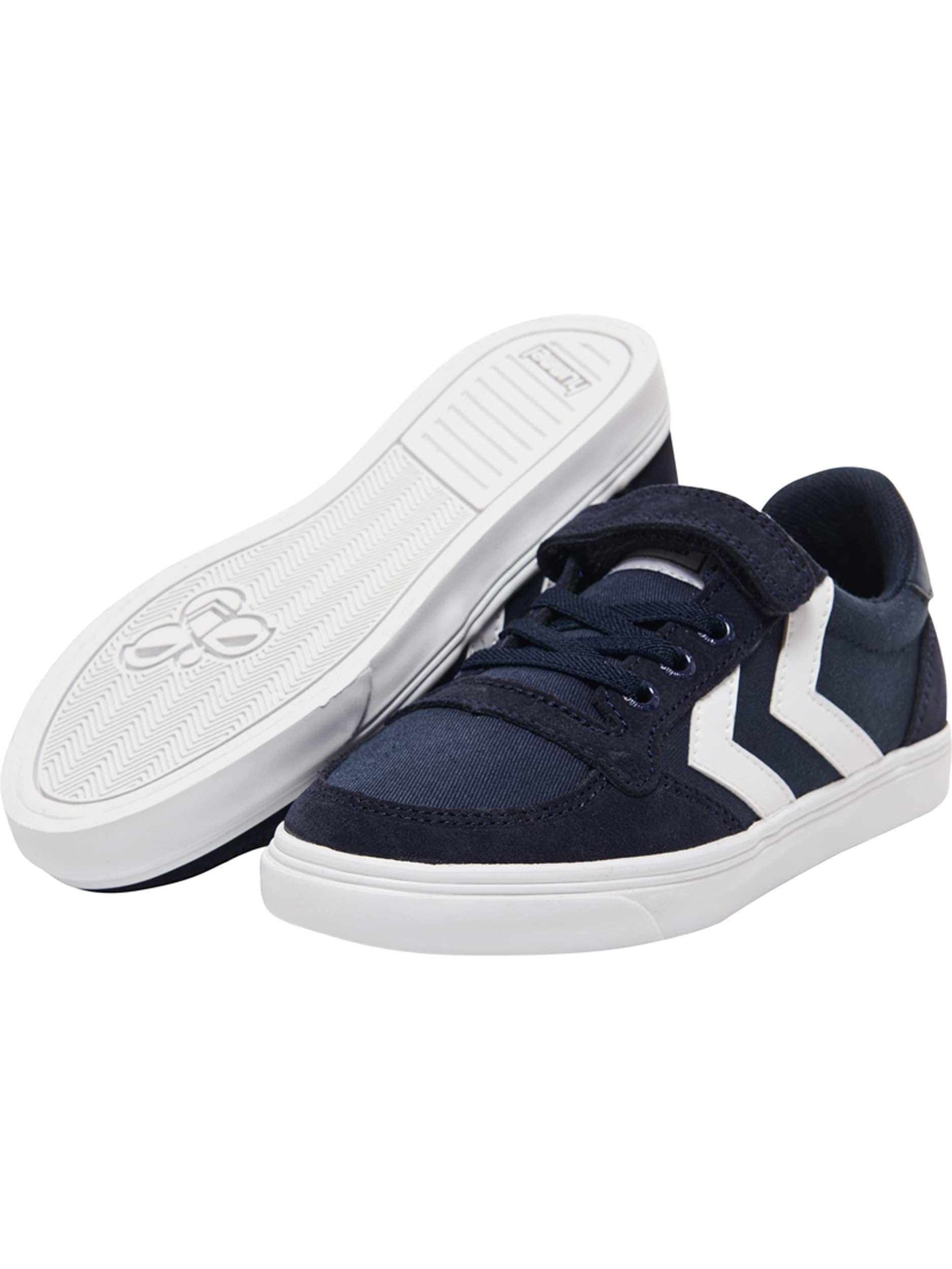 hummel Sneaker Jungen & Mädchen - Slimmer Stadil Low JR - Unisex Kinder Sneaker mit Klettverschluss - Robuste Schuhe aus Canvas und Wildleder - Komfortable Passform