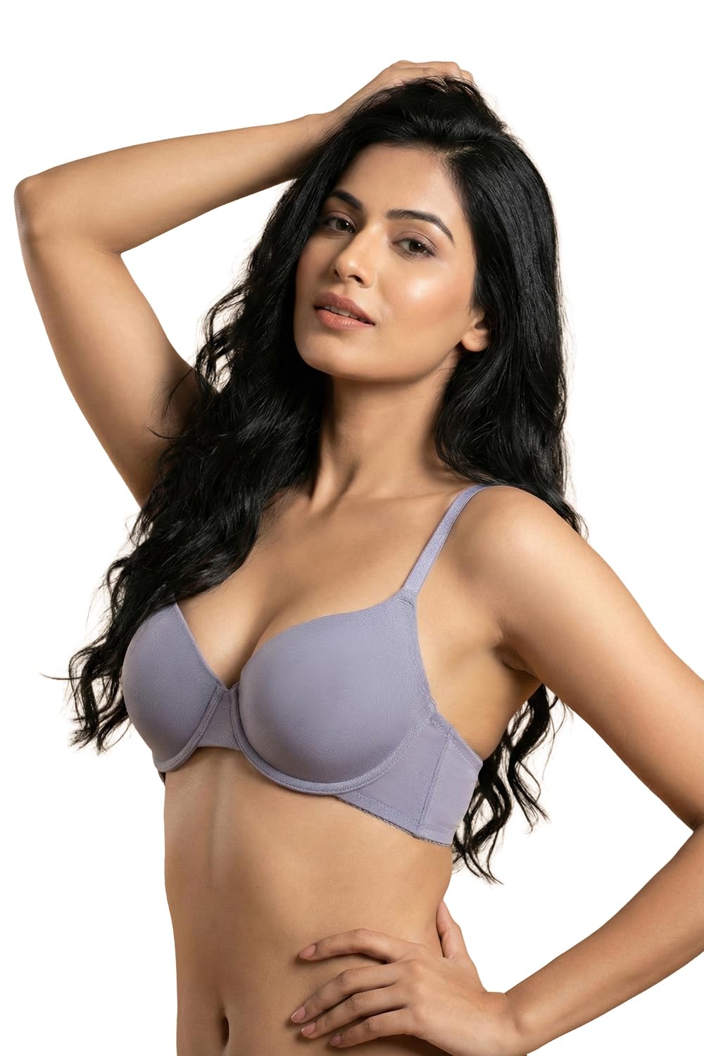 zivame Padded Plunge Wired Medium Coverage Tshirt Bra-Silver Bullet-picture-33