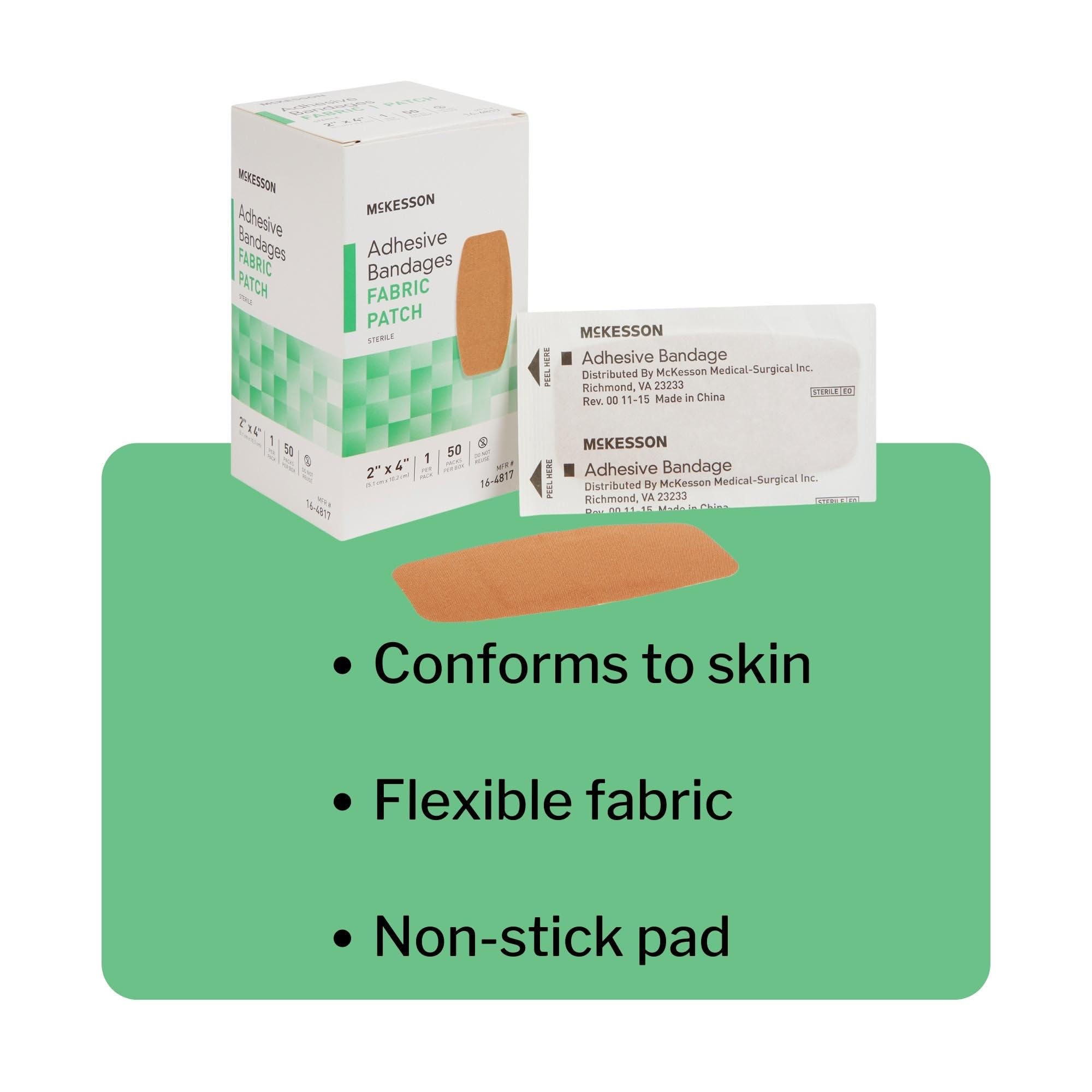 McKesson Adhesive Bandage Patch 2"X4" Fabric Sterile Latex Free - Box of 50 - Model 16-4817 firmy Mckesson (angielski ręcznik)