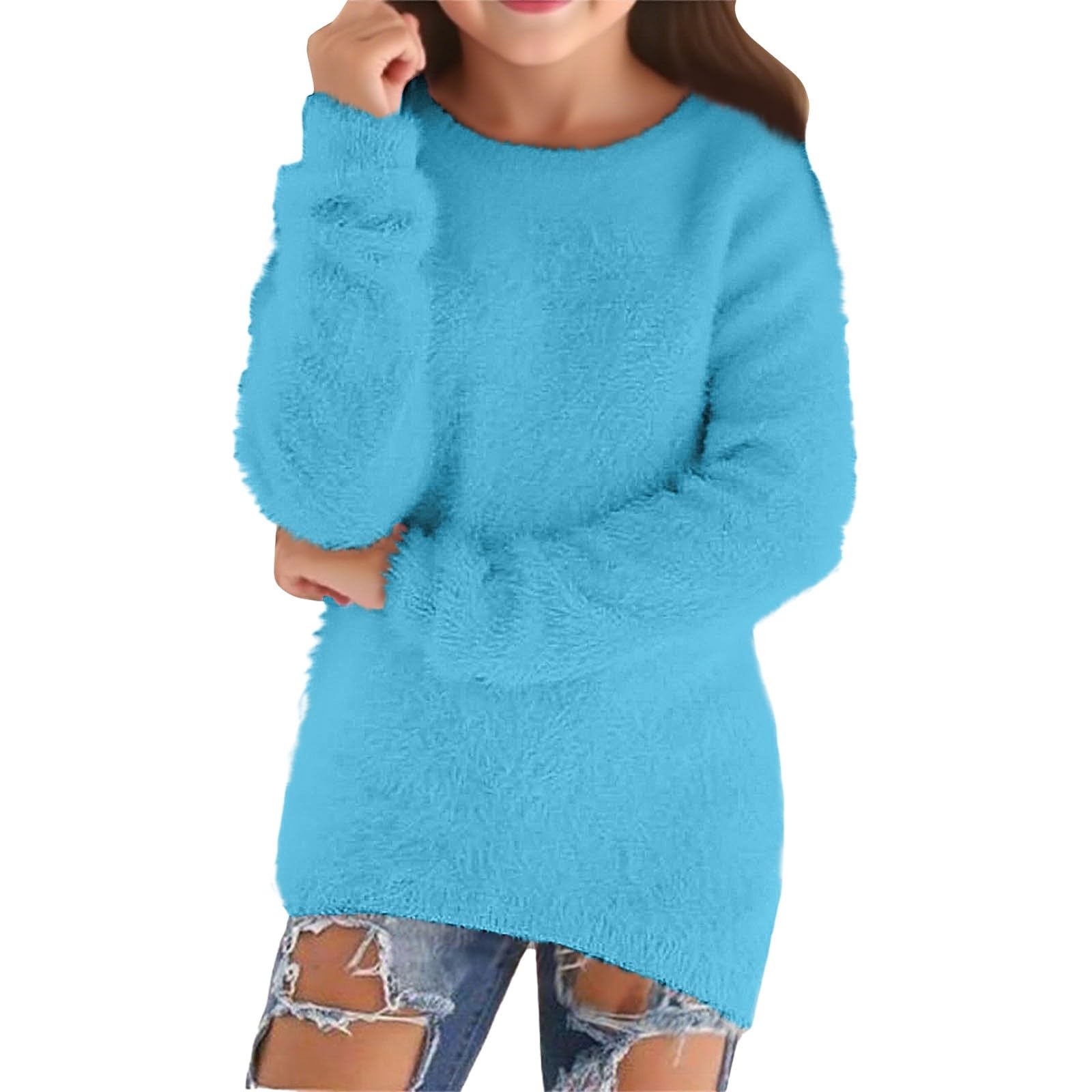 Girls Sweaters 2025 Fall Fashion Casual Lightweight Long Sleeve Cozy Pullovers Tops Loose Fluffy Fuzzy Jumper Sweater