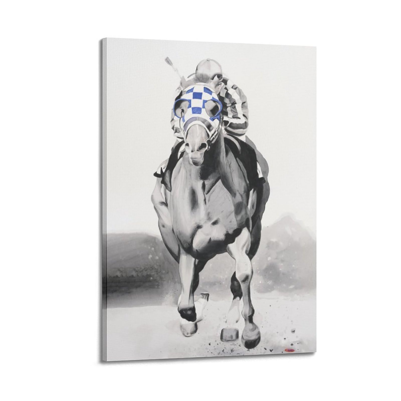 JONZA Horse Racing Artworks Poster Vintage Horse Racing Competition Decorative Painting Canvas Wall And Art Picture Family Bedroom Decor 20x30inch(50x75cm)