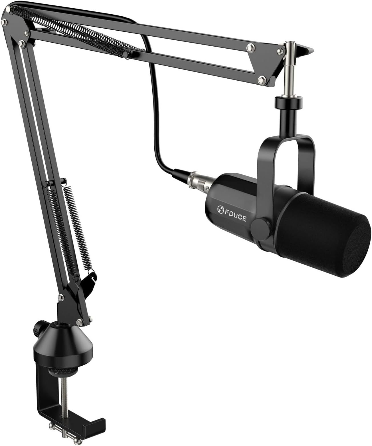 FDUCE SL40X XLR Dynamic Microphone Kit with All-Metal Cardioid Microphone for Vocal Recording, Podcasting, Gaming, Live Streaming & Broadcast with Voice Isolation Technology - Black