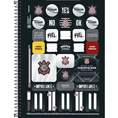 4 CADERNOS ESPIRAL CAPA DURA UNIVERSITÁRIO 1 MATÉRIA CLUBE DE FUTEBOL CORINTHIANS - 80 FOLHAS