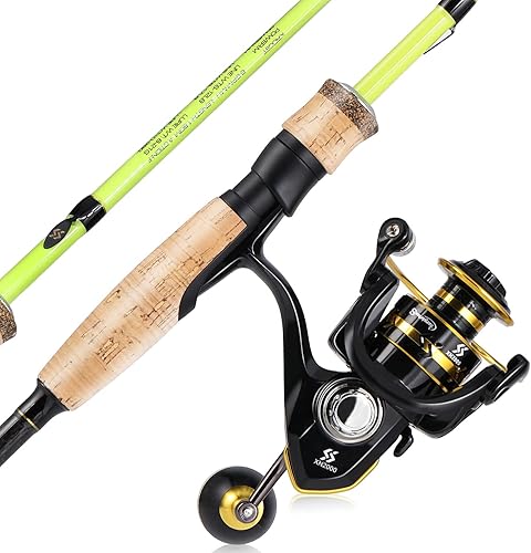 Miniatura 11 de Sougayilang Fishing Rod and Reel Combo, Stainless Steel Guides Fishing Pole with Spinning Reel Combo for Saltwater and Freshwater Azul - M/MH Twin