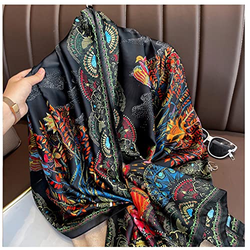 Image of Aufeel Fashion Scarves 100% Silk Felling Scarf Long Lightweight Sunscreen Shawls Wrap for Women Hair Scarves