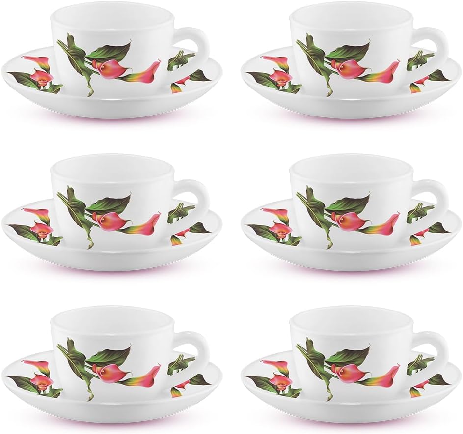 Larah by BOROSIL Stargazer 140 ML Opalware Cup and Saucer Set