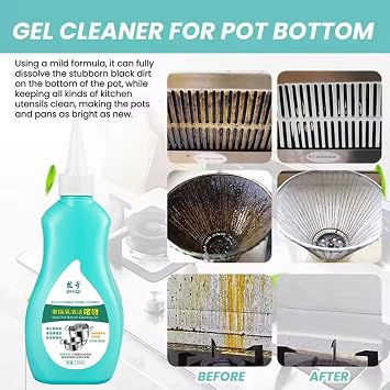 Magic Gel Cleaner for Pots and Pans,Black Pot Bottom Cleaning Gel,Pot Gel Cleaner for Burned Bottoms,Kitchen Rust Remover Polishing Cleaner,Cleaning Effortless for Burned Bottoms Stubborn Stains
