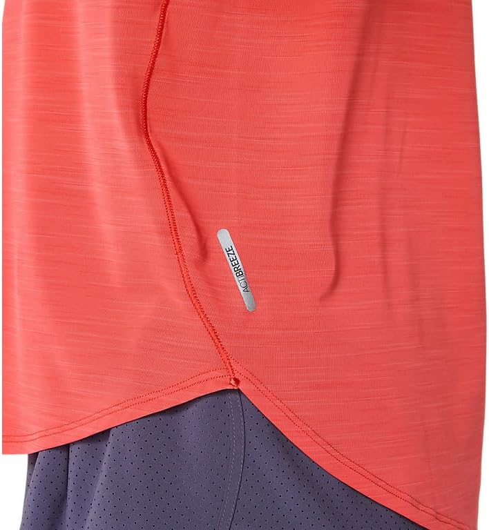 ASICS Women's Road Short Sleeve TOP Running Apparel Large Coral Reef
