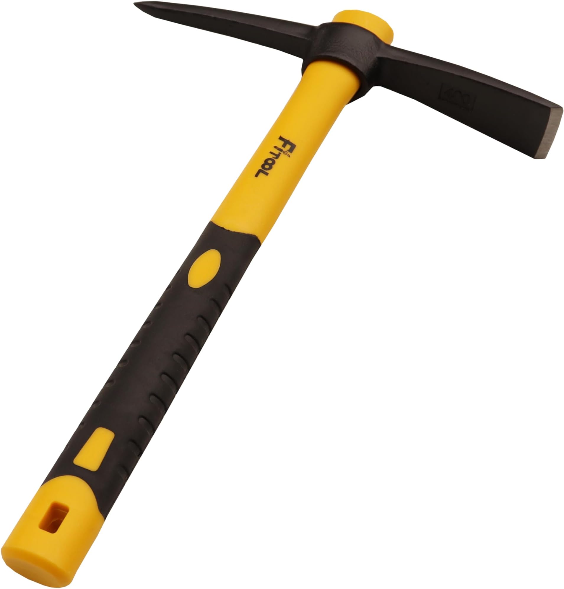 Forged Weeding Mattock Hoe 15-Inch, One Piece Intact Drop Forged, Plastic Coated Fiberglass Handle, Mattock Pick 1.4LB