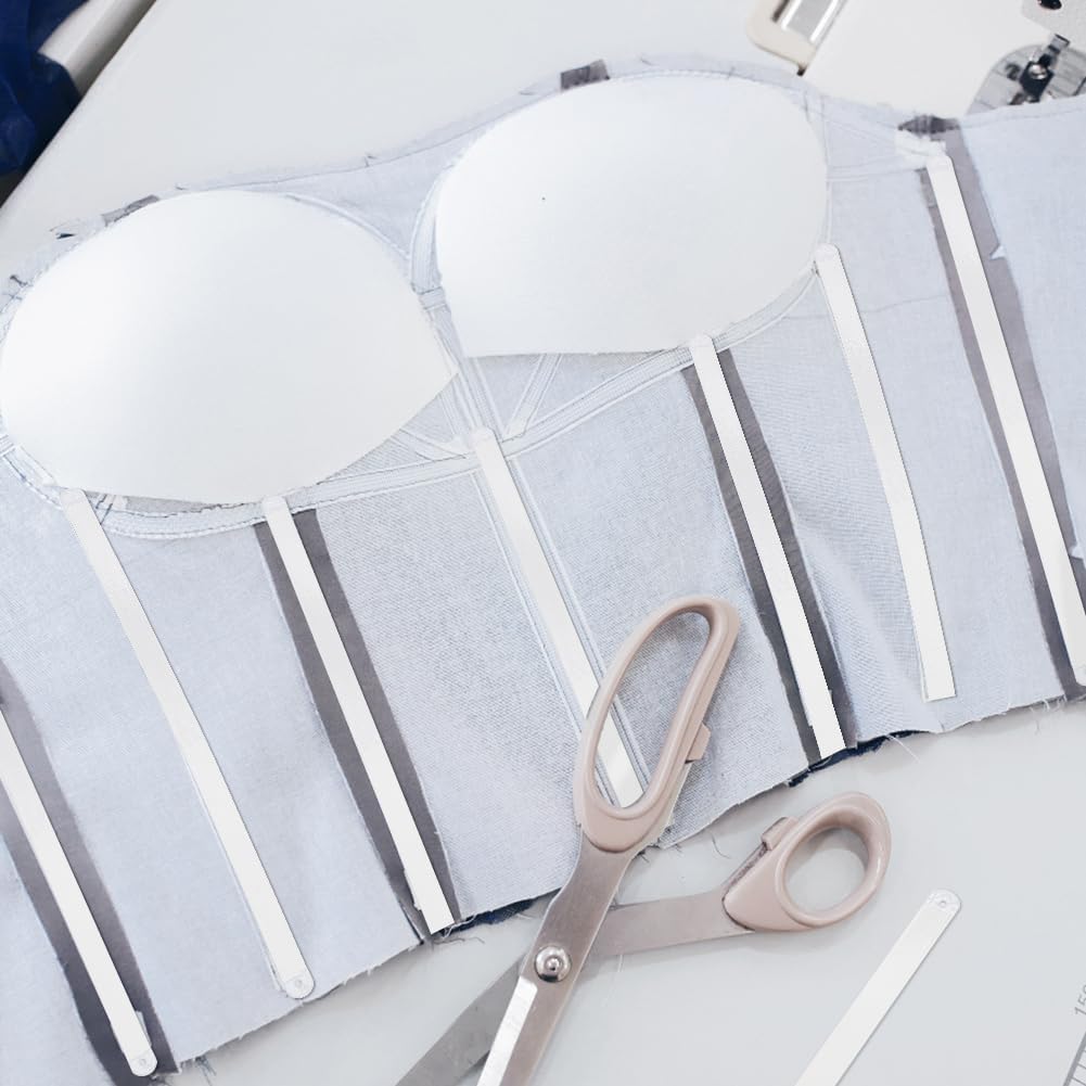 BENECREAT 6Pcs 11.8inch White Nylon Covered Manganese Steel Corset Boning, 1/2" Width Metal Boning for Sewing Costumes Underwear Dresses Corset Making Supplies