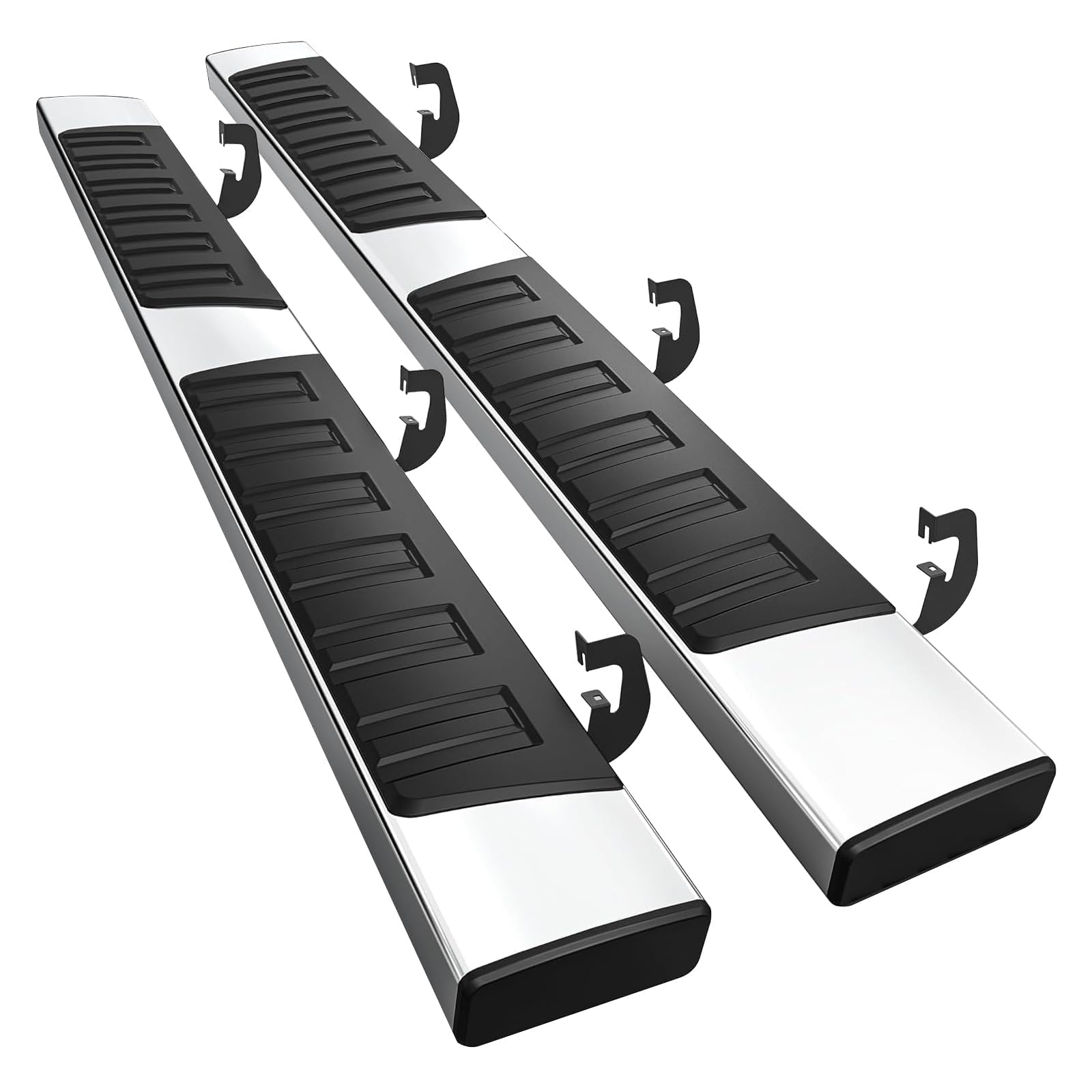 Running Boards 6 Inches for Double Cab Chevy Silverado/GMC Sierra 2007-2018 1500 | 2019 Limited/LD | 2007-2019 2500HD/3500HD (2 Full 2 Half Size Doors) Stainless Steel Side Steps Rails Nerf Bars 6