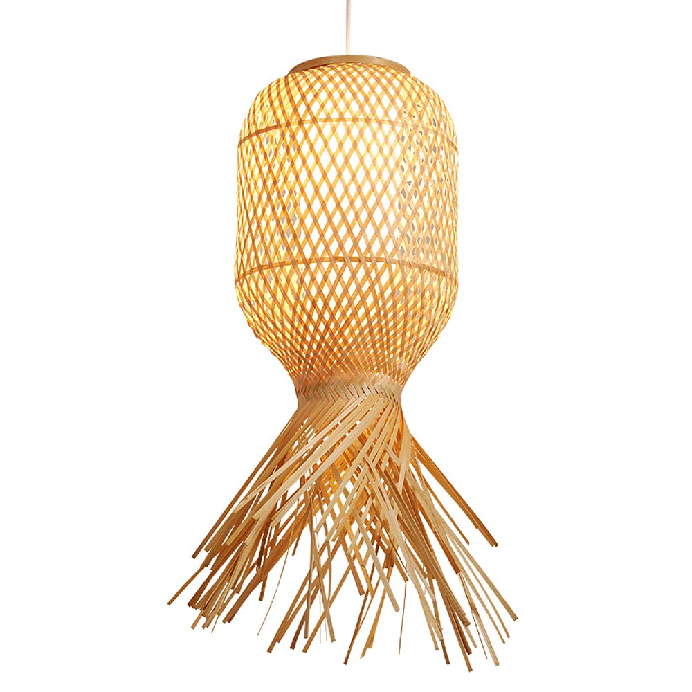 Lustre en bambou style japonais pour restaurant lanterne suspendue osier tressé main douille E27