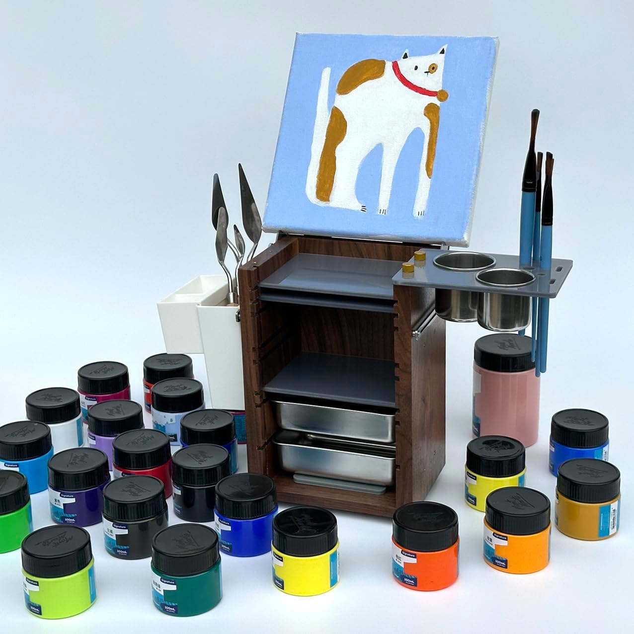 Tabletop Easel with Storage for Plein Air Painting, Travel Watercolor Easel Box with Palette Empty for Adults Artists, Portable Adjustable Art Easel with Shoulder Strap