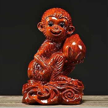 Amazon.co.jp: ホームデコレーション 木彫りの猿 無垢材彫刻の動物の