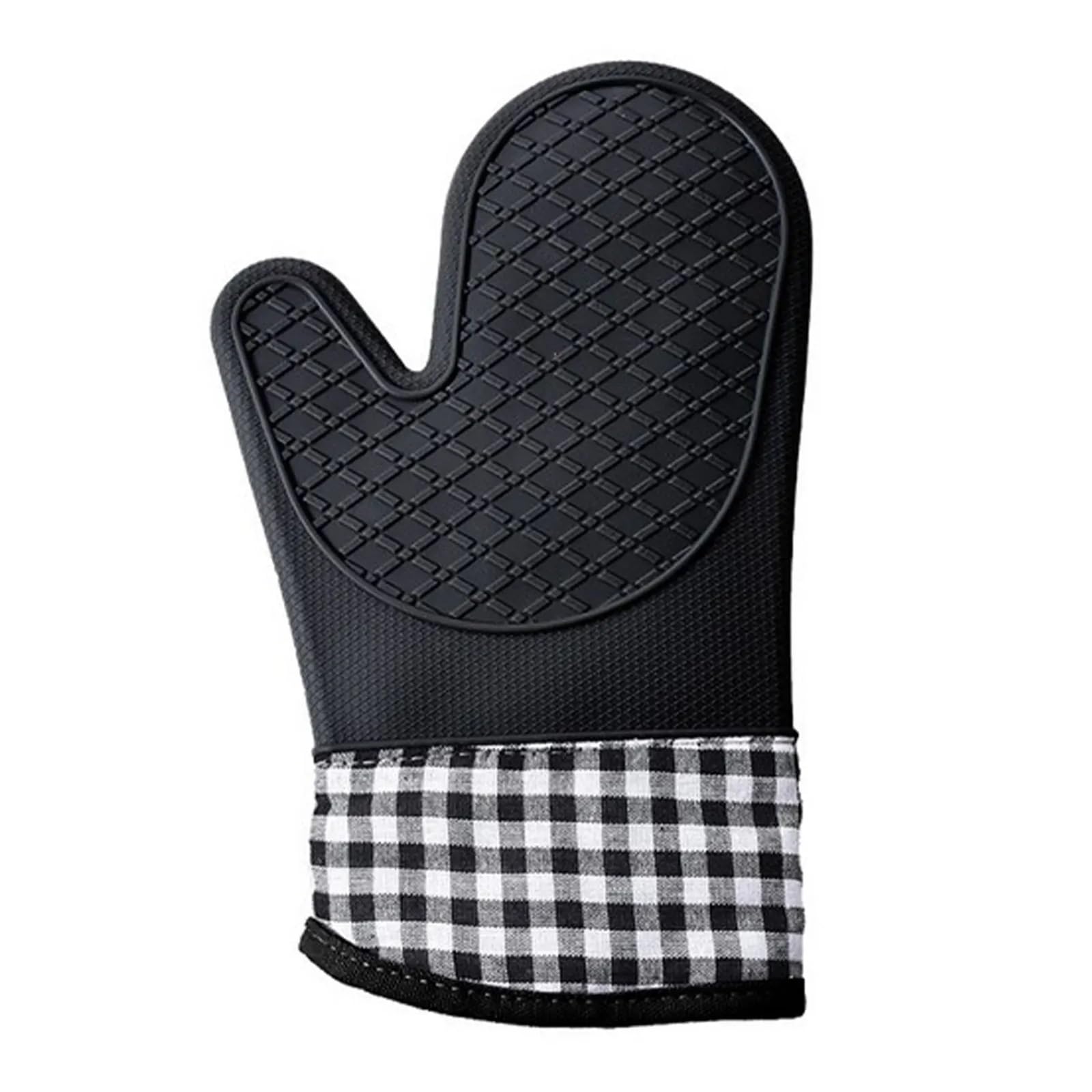 Heats Resistant Glove Baking Gloves Anti-skid Microwave Oven Anti-scalding High Temperature Insulation Mitts Bakery(Black)