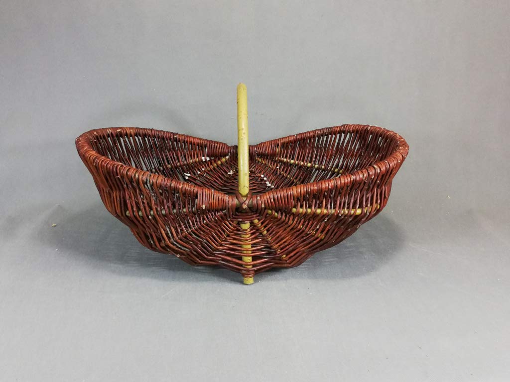 Weidenkorb oval für Ernte, Gemüse und Obst aus ungeschälter, polnischer Flechtweide, handgefertigt, naturbelassen, Größe 36 x 21 x H 10/20 cm