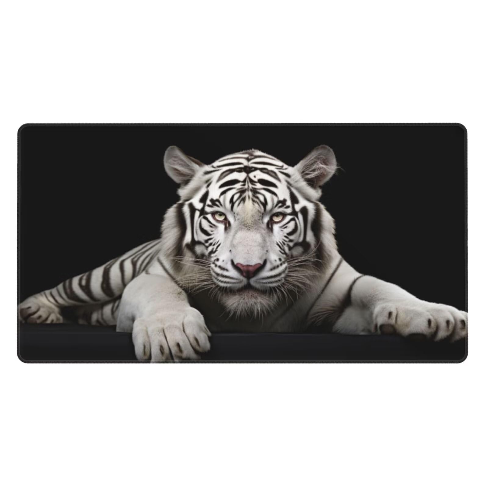 Gaming Mauspad XXL,900 x 600 x 3mm Mousepad Verlängertes Groß Mauspad Schreibtischauflage,Genähte Kanten Rutschfeste Gummibasis,Verbessert Präzision und Geschwindigkeit Home Office Weißer Tiger L-1858