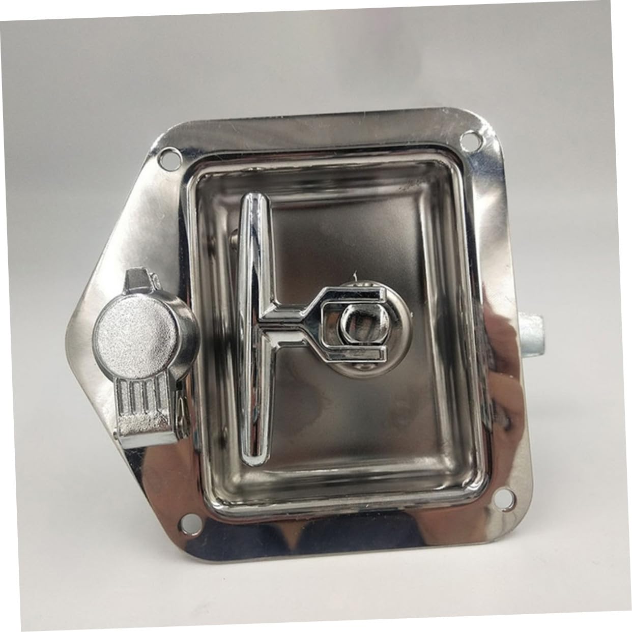 HOMSFOU Serratura T in Acciaio Inox Serratura per Rimorchio Chiavistello per Porta Rimorchio per Cassone Completo con Maniglia T e Chiavi