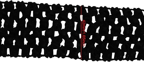 Miniatura 4 de 1 rollo de 16.4 ft elástico de ganchillo y cinta de ganchillo elástico Trim tela para accesorios para el cabello, parte superior de tubo, color negro