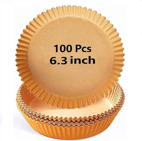 100 forros de papel para freidora de aire – Forro de papel desechable para freidora de aire de 6.3 pulgadas, forros desechables para freidora de