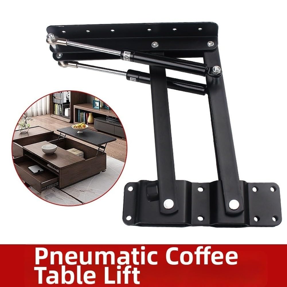 Mecanismo de elevación de mesa de café hidráulico de gas con bisagra superior plegable negro 24 x 22 cm