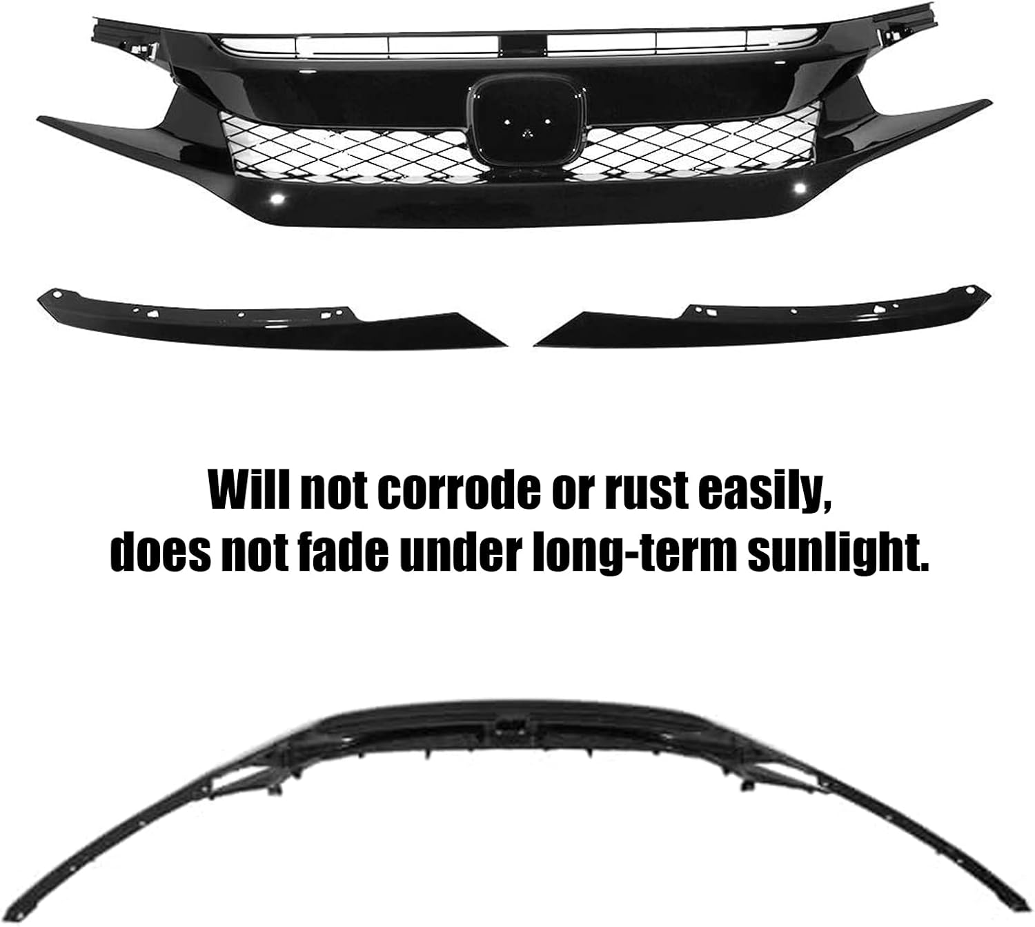 Bewild Front Bumper Grille Type R Style Hood Grill Guards Fit For 2016-2018 Honda Civic All Models & 2019-2021 Honda Civic Hatchback And SI Models Only