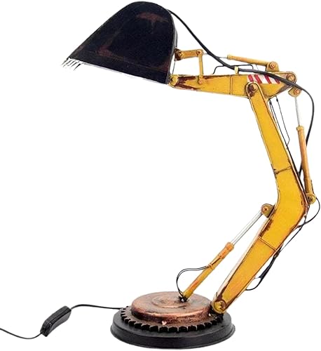 Lámpara de noche para regalo de amigos de niños, lámpara de mesa de estilo industrial estable con forma de excavadora LED movible, lámpara de mesa