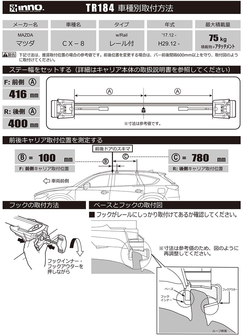 Amazon | INNO イノー カーメイト ルーフキャリア inno ベーシック取付 