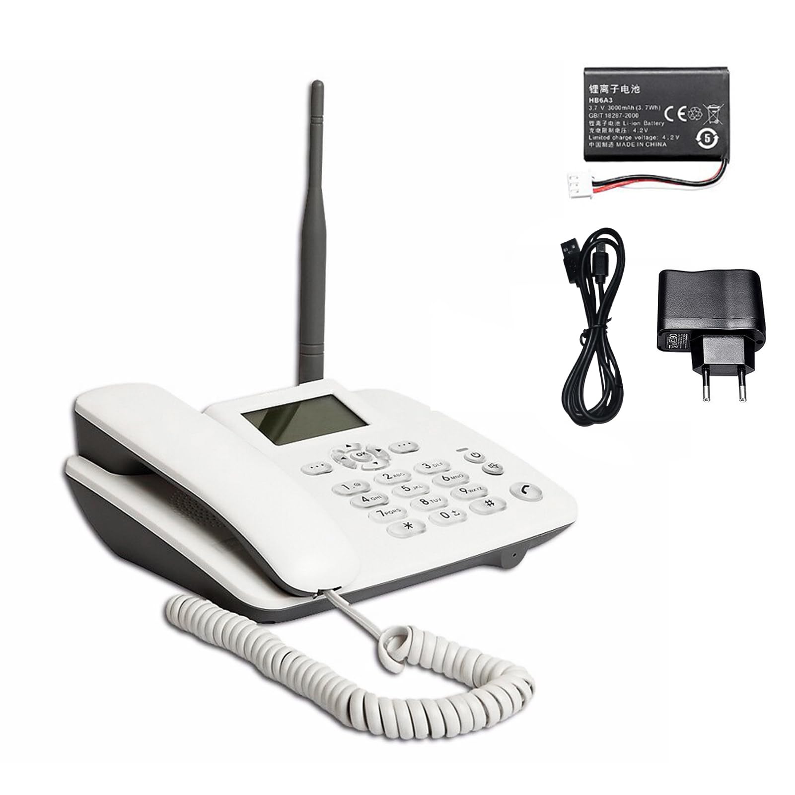 Telefono con scheda Sim gsm,Telefono senza fili fisso per telefono da scrivania 2 g supporto gsm 850/900/1800/1900 MHz Telefono con radio orologio funzione SMS per la casa Call Center