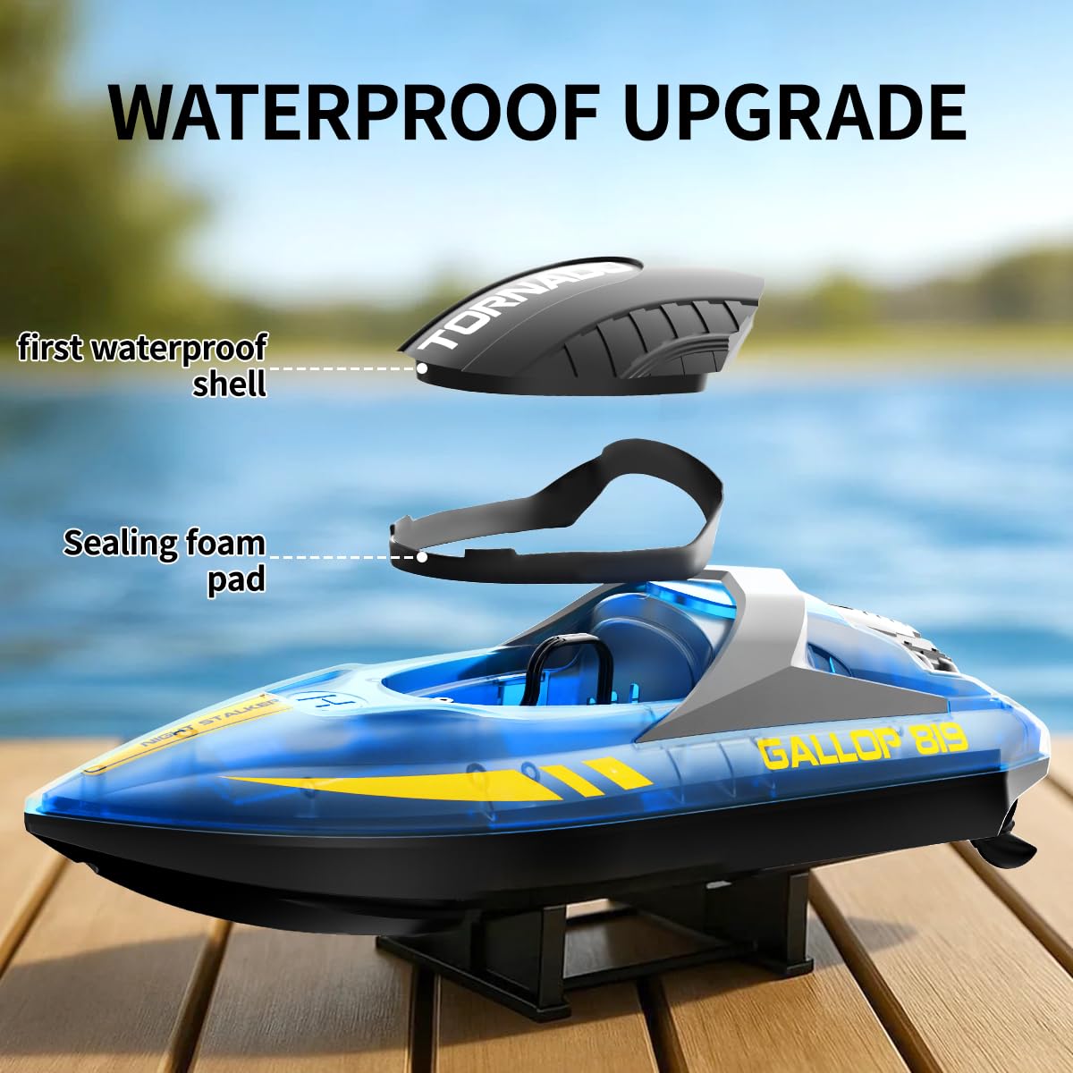 Ferngesteuertes RC Boot 2er Set, wasserdicht mit 2,4 GHz Fernsteuerung, Twin-Screw Antrieb, LED, automatische Flip-Funktion, Dual-Speed-Modus, 4 Akkus, für Kinder & Erwachsene, ideal für Pool & See