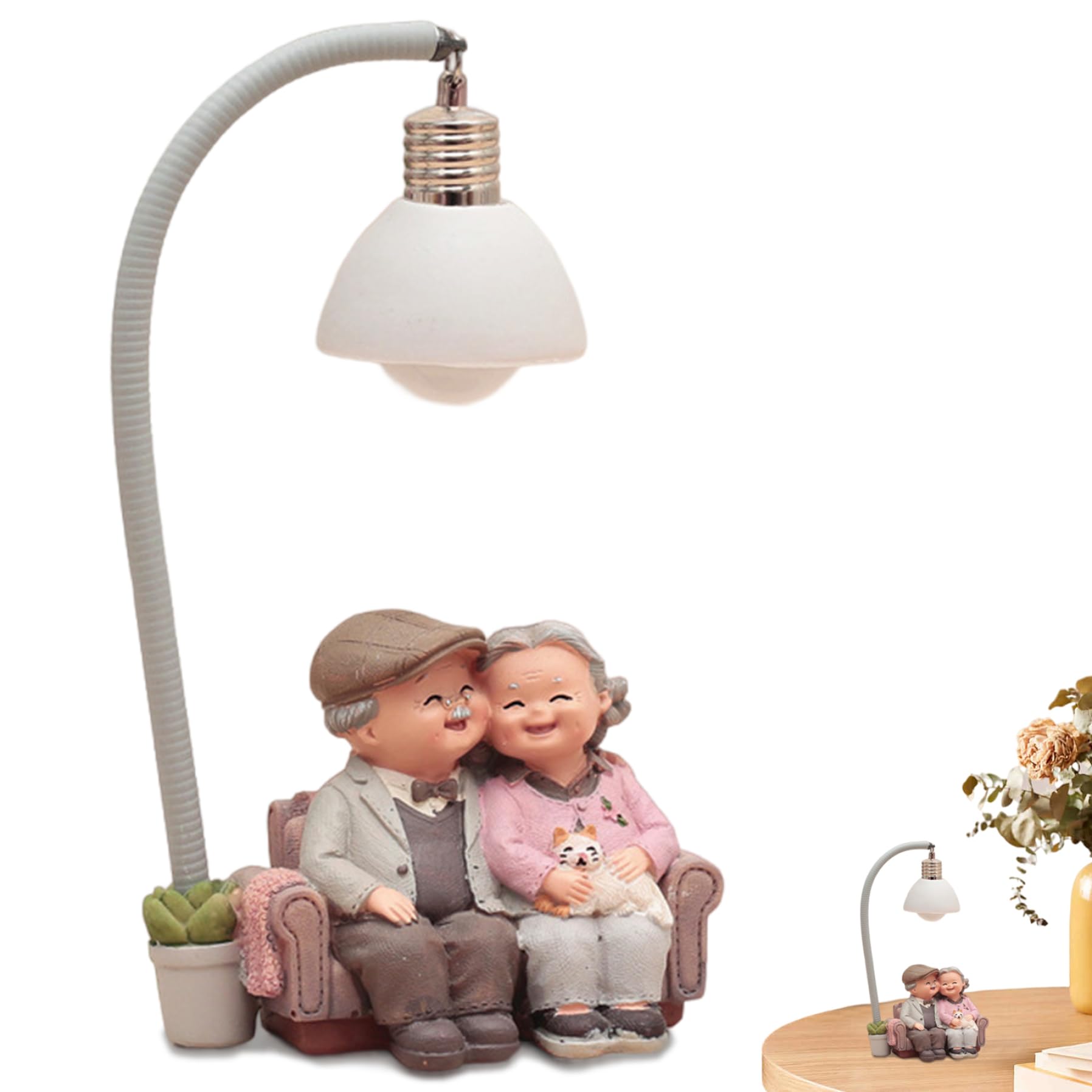 Otbushit Couple Statue 4x7x2 Husband & Wife Figurine Anniversary for Parents, Eco-Friendly Multi-Use for Older Couples Anniversary Valentines, for Parents