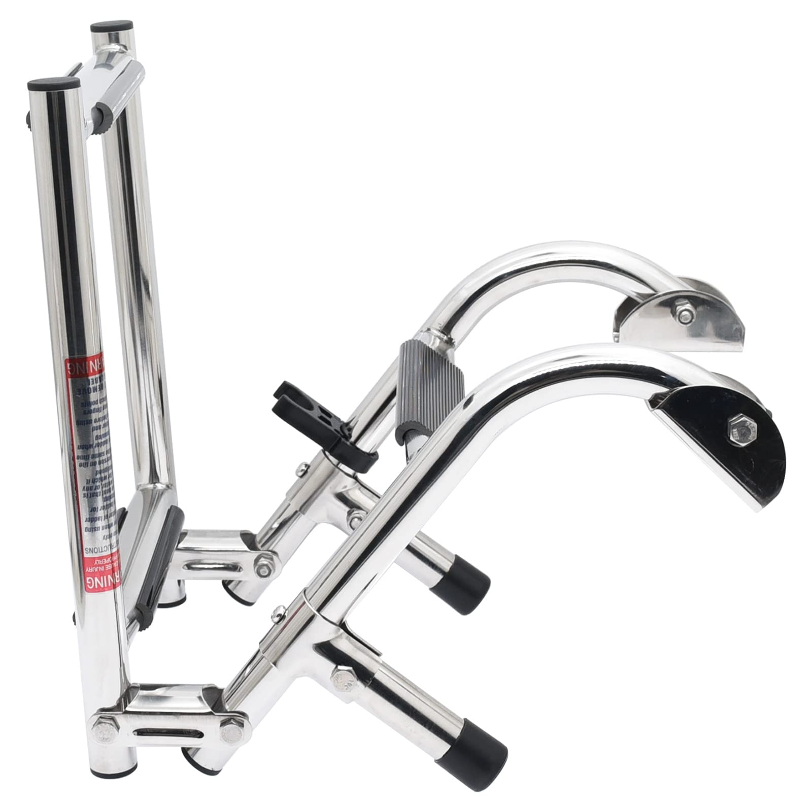Geloo 3 Step pieghevole in acciaio inox barca scala, lucidato pieghevole poppa 1 + 2 Step, antiscivolo passo con manico telescopico in gomma, per Yacht Marine