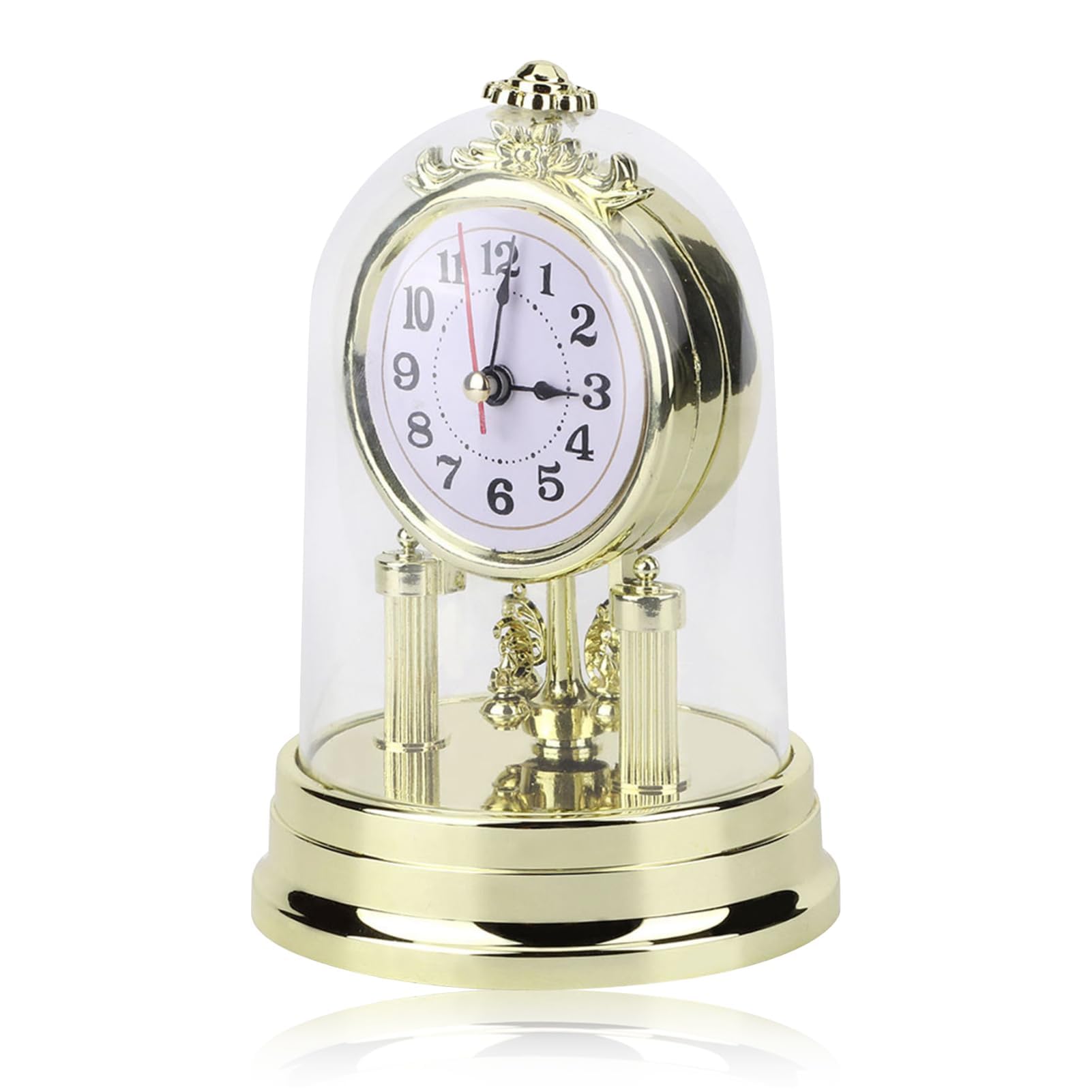HERCHR Oro Vintage Reloj de Mesa, Reloj Despertador analógico Retro con Tapa Transparente Reloj de Escritorio de Estilo Europeo Reloj de Escritorio silencioso con Pilas para el hogar