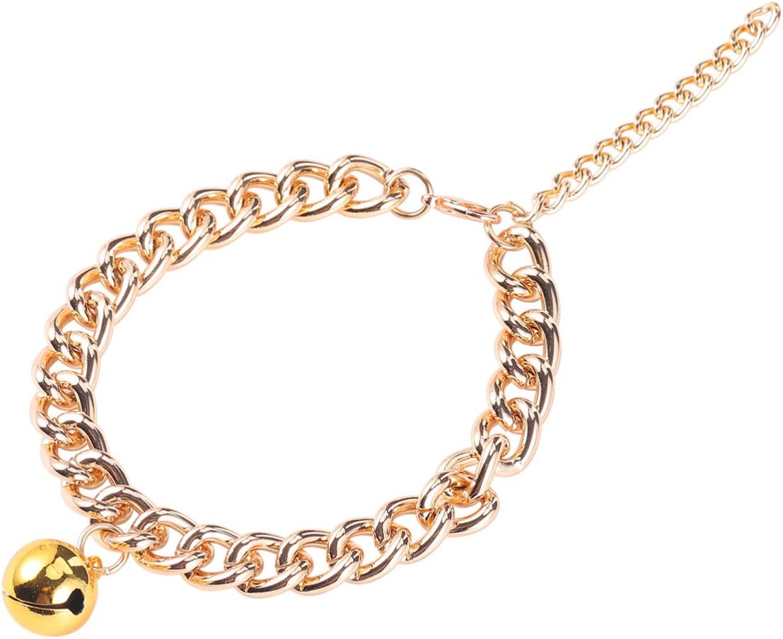 POPETPOP Gold Pet Collar Dog Collar Gold Chain Collar Pet