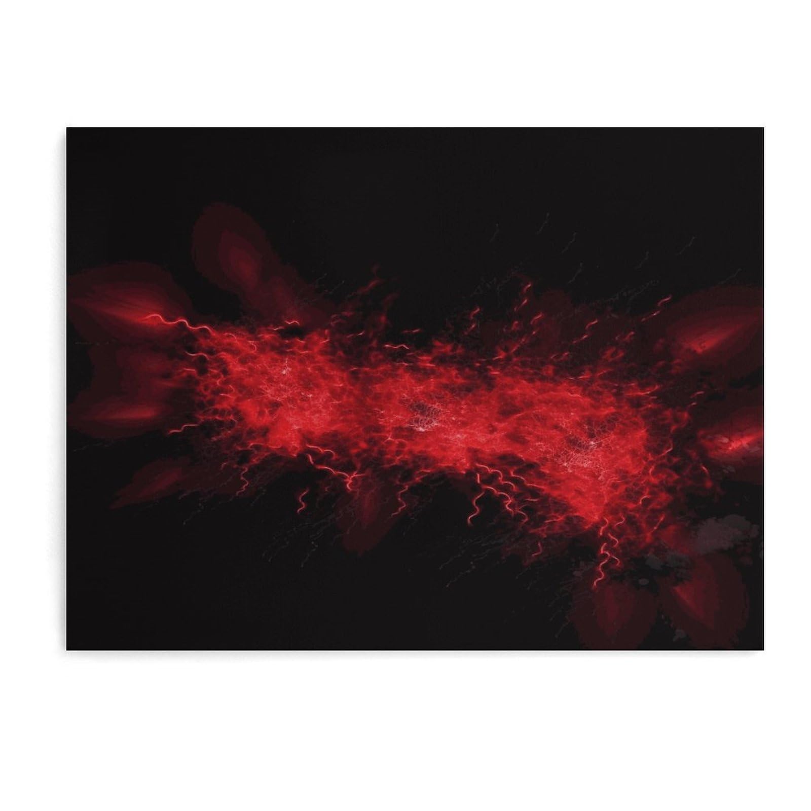 Fodpand Unframe-Style Explosion Burst Red Black Bathroom Wall Art Canvas Prints, Artwork For Walls For Living Room Hallway Stair Office Wall Decor, Pictures Home Decor 15.7X11.8 Inch