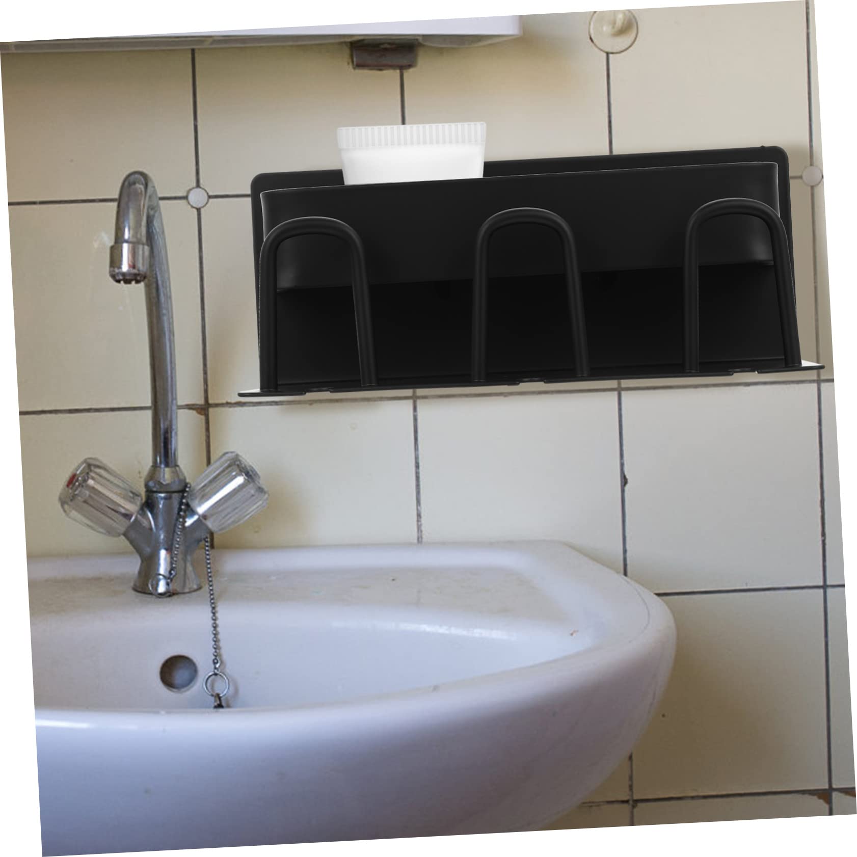 MAGICLULU Porta Spazzolino da Parete e Supporto per Bicchieri in Alluminio Nero Drenaggio Naturale per Bagno e Showroom