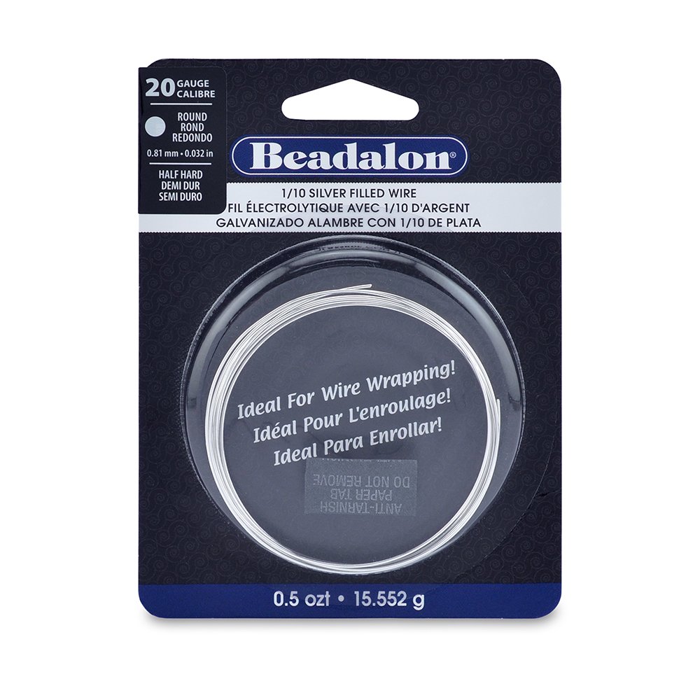 Beadalon 20-Gauge Half Hard Silver Filled CDA220 1/10 Jewelry Wire, Round, 0.5 Troy Ounce