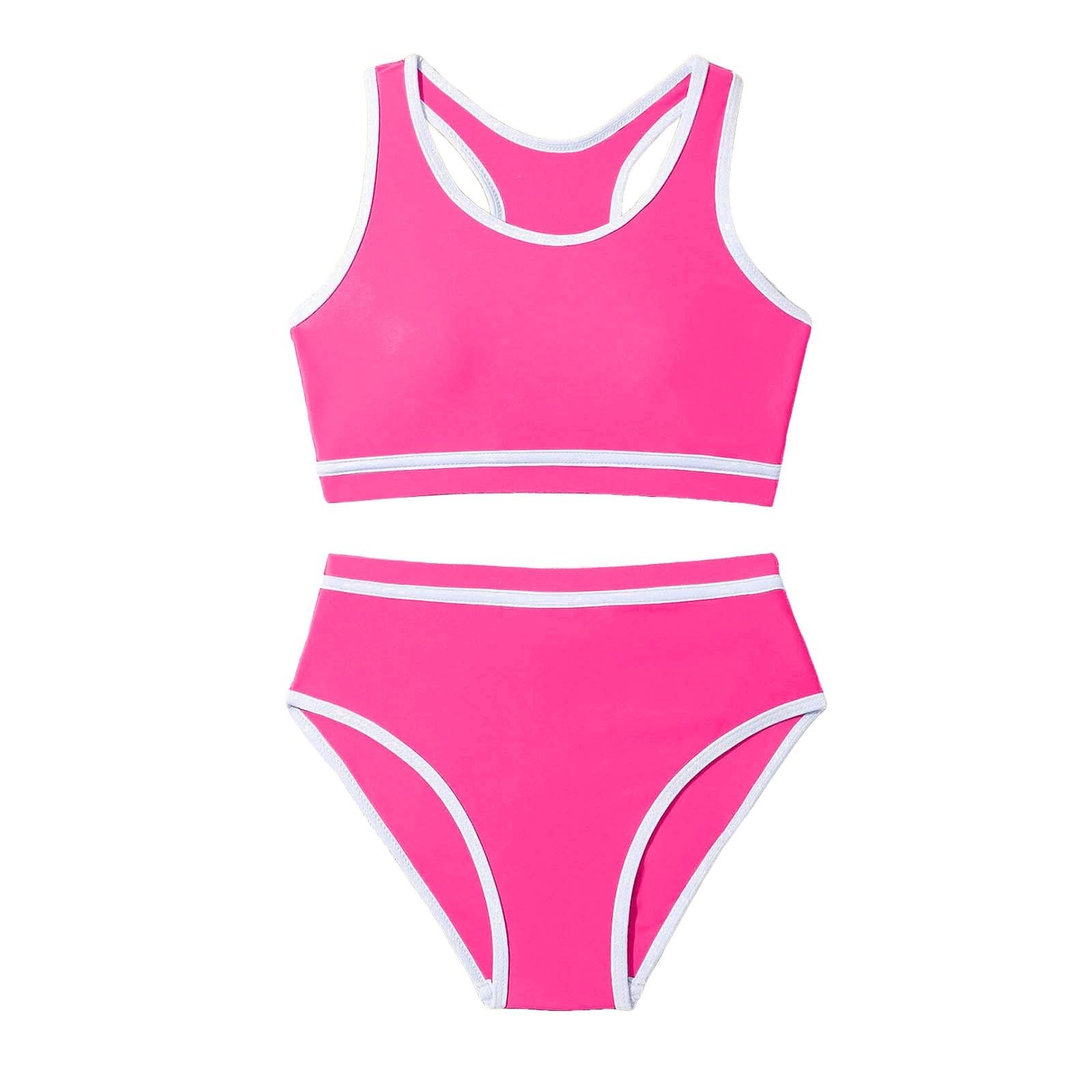 Traje de baño para niña, de dos piezas con mangas largas, traje de baño para niña, bañador de playa con cordones, UPF 50+, tirantes ajustables para piscina, mar y vacaciones de verano
