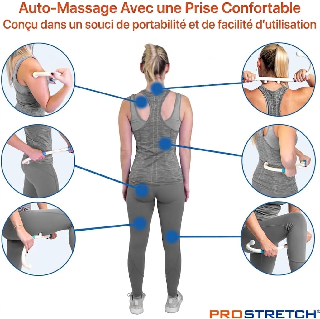 ProStretch Addaday Mini Knot Bad Gen 3 Crochet Canne à Trigger Point Outil d'auto-massage pour le dos, le cou et le soulagement de la douleur