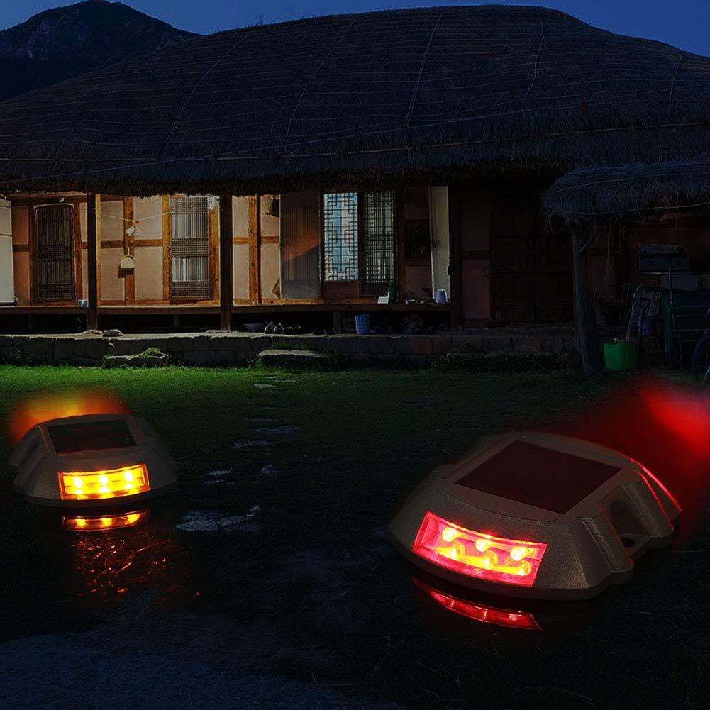 Luci Solari per Deck, Luci LED Road Studs, Lampada di Sicurezza Stradale Lampeggiante di Avvertimento, Marcatura Quadrata per Recinzione Esterna (Blu)