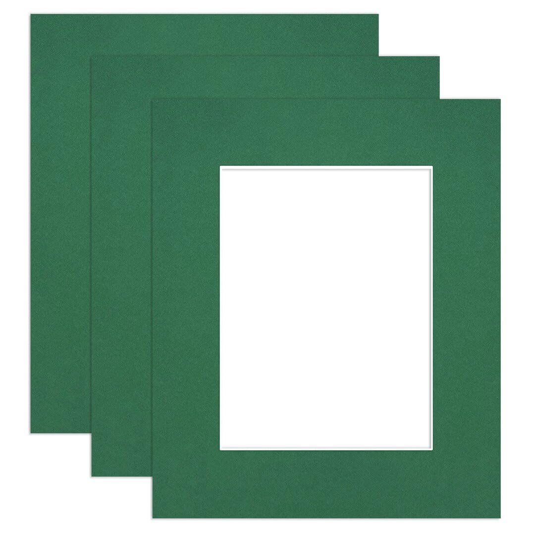 Procut Global 12x10" Emerald Picture Mounts to Fit 8x6" Aperture - Precision Cut Cardboard Photo Mount - Ideal for Frames, Prints, Artwork & Certificates - Sizes & Colours Available - 3 Pack