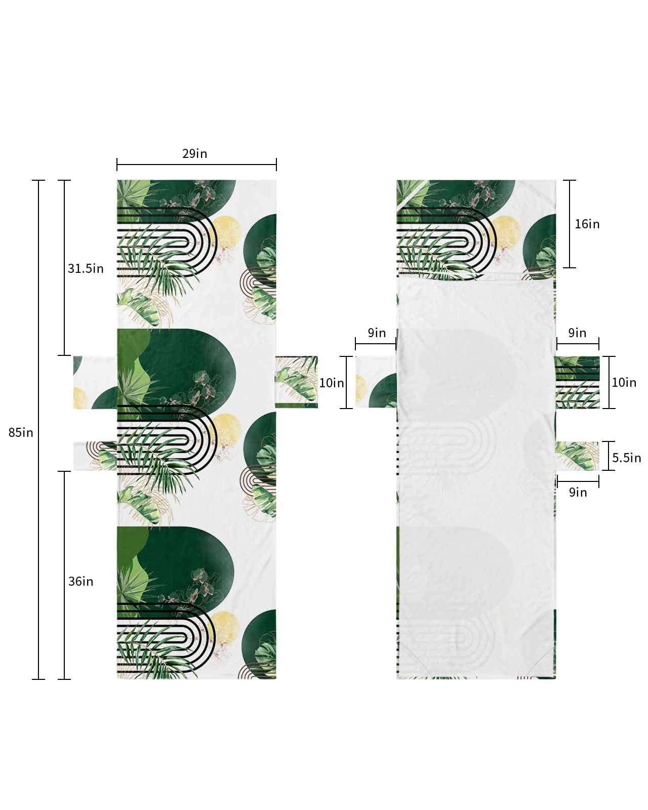 Boho Turquoise Beach Lounge Chair Towel Cover, Soft Chaise Lounge Towel with Side Pockets Patio Pool Chairs Cover for Beach/Pool Sunbathing 29x85 Modern Geometric Abstract Palm Leaf