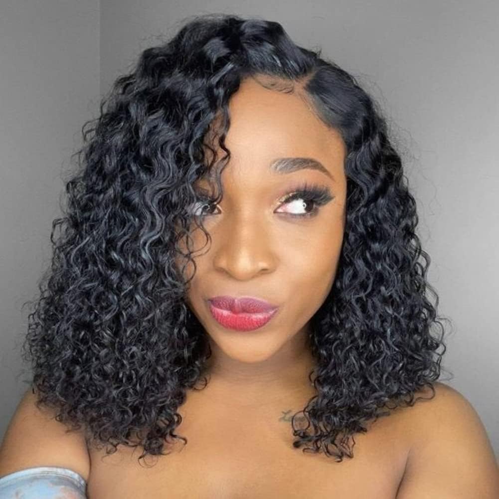 Quantum Love Brazilian Curly Virgin Human Hair Wigs Lace Front 4x4 Closure Wigs Glueless 150% Density Human Hair Wig for Women Natural Color