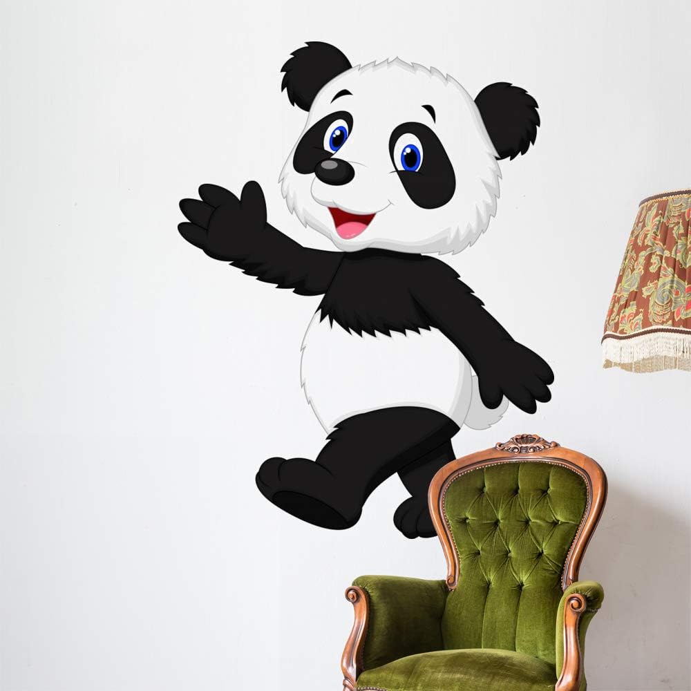 Wallmonkeys Cute Panda Cartoon Waving Wall Decal Peel and Stick Animal Graphics (60 in H x 45 in W) WM33402