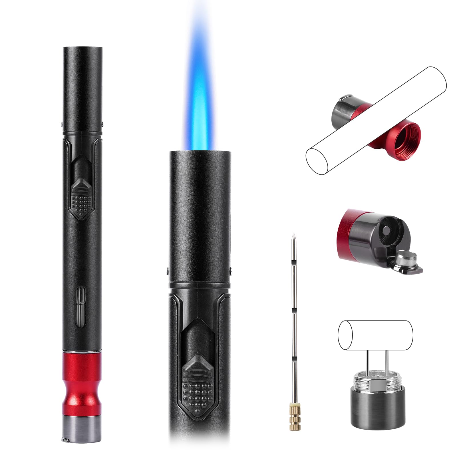 SOMGEM Butane Torch Lighter 5 in 1 Jet Flame Lighters Set with Built-in Cutter Punch Holder Function Draw