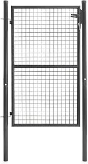 IDMarket - Portillon de jardin 105 x 150 cm en acier gris anthracite avec serrure et poign&eacute;e